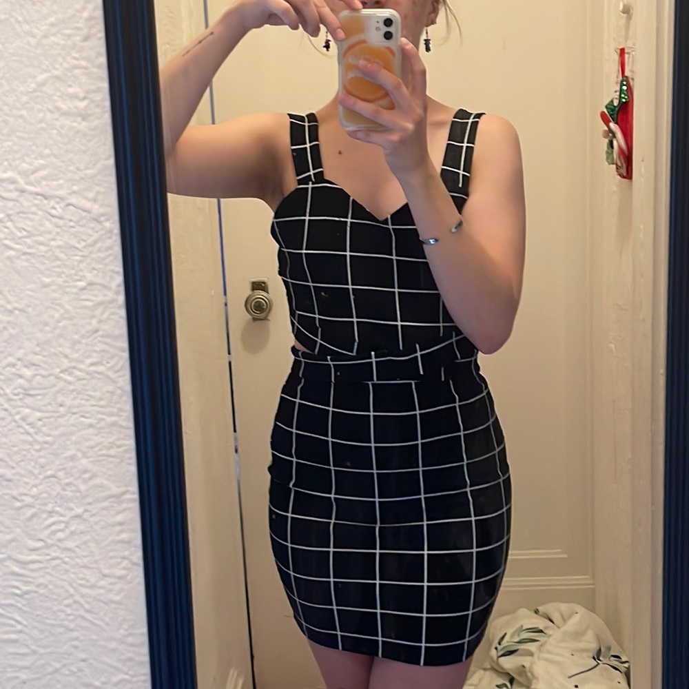 NEW Two piece black and white checkered